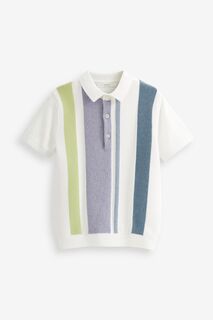 Трикотажная рубашка-поло с короткими рукавами в стиле колор-блок Next, белый