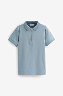 Рубашка-поло с короткими рукавами и молнией на шее Next, синий