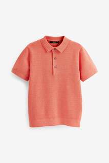 Рубашка-поло фактурного трикотажа с короткими рукавами Next, розовый