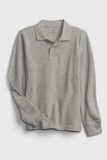 Рубашка-поло Uniform с длинными рукавами из натурального хлопка Gap, серый