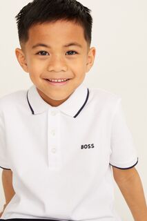 Рубашка-поло с короткими рукавами и логотипом BOSS, белый