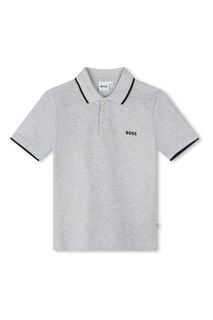 Рубашка-поло с логотипом на груди BOSS, серый