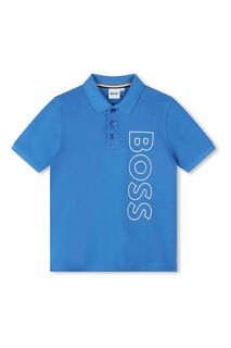 Синяя рубашка-поло с логотипом BOSS, синий