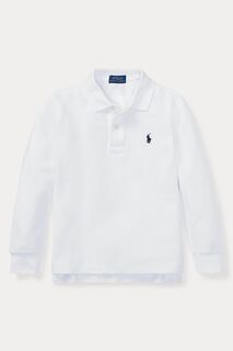 Белая рубашка-поло для мальчиков с длинными рукавами и логотипом Polo Ralph Lauren, белый
