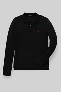 Рубашка-поло с длинными рукавами и логотипом Polo Ralph Lauren, черный