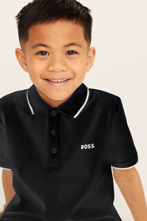 Рубашка-поло с короткими рукавами и логотипом BOSS, черный
