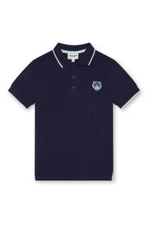 Детская рубашка-поло KENZO с логотипом Kenzo, синий