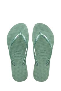 Розовые облегающие босоножки с кристаллами Havaianas, зеленый