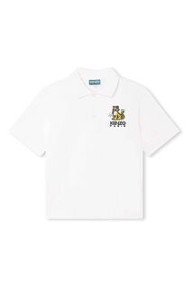 Кремовая рубашка-поло Kenzo KIDS с логотипом тигра Kenzo, бежевый