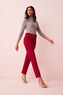 Элегантные брюки с зауженным кроем и элегантным поясом Next, красный