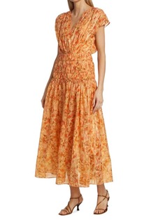 Платье Bicknell Acler макси с цветочным принтом, красно-желтый
