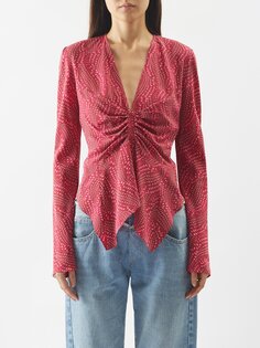 Блузка ulietta из крепа с принтом и сборками Isabel Marant, розовый