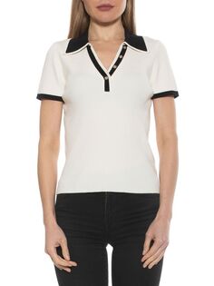 Рубашка-поло Alexia Admor Alice с контрастной отделкой в ​​рубчик, белый/черный