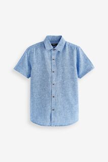 Рубашка с короткими рукавами из смесового льна Next, синий
