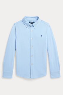 Голубая сетчатая рубашка для мальчика Polo Ralph Lauren, синий
