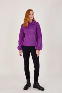 Очень мягкий свитер фиолетового цвета с ребристым вырезом из переработанного полиэстера Monsoon, фиолетовый