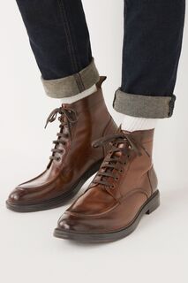 Кожаные туфли на шнуровке с фартуком Next, коричневый
