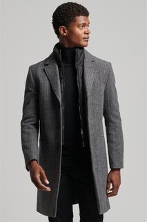 Съемное городское пальто из шерсти Superdry, серый