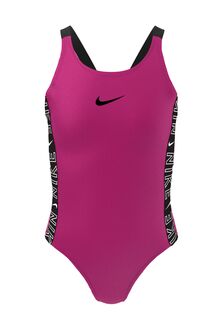 Купальник с лентой с логотипом и застежкой сзади Nike, розовый