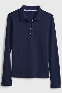 Равномерная рубашка-поло с длинными рукавами и эластичной тканью Gap, синий