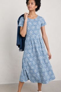 Платье миди Veronica из трикотажа с короткими рукавами Seasalt Cornwall, синий