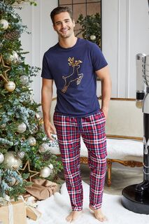 Хлопковая пижама с рождественскими мотивами Threadbare, синий