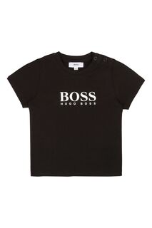 Детская футболка с логотипом BOSS, черный