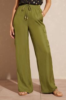 Атласные эластичные брюки-карго с широкими штанинами Love &amp; Roses, зеленый