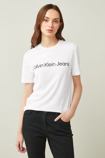 Тонкая футболка Institutional белого цвета с логотипом Calvin Klein Jeans, белый