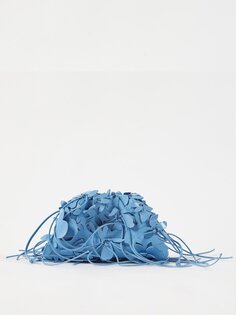 Кожаный клатч pouch с цветочной аппликацией Bottega Veneta, синий