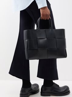 Кожаная сумка-тоут arco intrecciato Bottega Veneta, черный