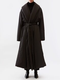 Утепленное нейлоновое пальто с запахом francine The Row, черный