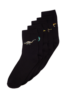Носки мужские Trendyol с рисунком динозавров, черный