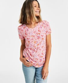 Футболка Petite Vintage Garden, созданная для Macy’s Style &amp; Co, розовый