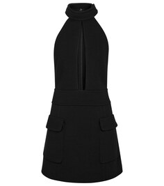 Мини-платье из смесовой шерсти SAINT LAURENT, черный