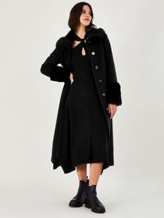 Пальто из искусственного меха Monsoon Felicity, черный