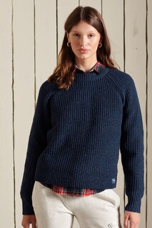 Твидовый свитер в рубчик Superdry, синий
