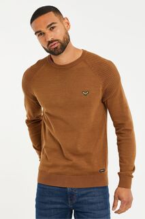Хлопковый свитер с полукруглым вырезом Threadbare, коричневый