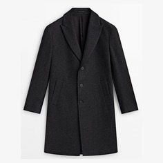Пальто Massimo Dutti 100% Wool, серый меланж
