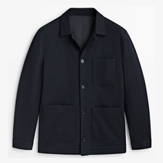Куртка-рубашка Massimo Dutti Wool And Cotton With Pockets, темно-синий