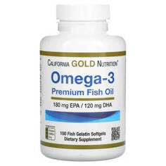Рыбий жир премиум-класса с Омега-3 California Gold Nutrition, 100 мягких капсул