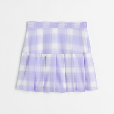 Плиссированная юбка из твила H&amp;M Plaid, светло-фиолетовый H&M