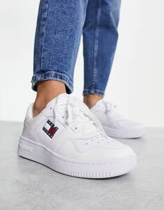 Белые кожаные кроссовки с корзиной и логотипом в стиле ретро Tommy Jeans
