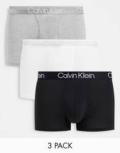 Комплект трусов Calvin Klein Modern Structure, черный/белый/серый, 3 шт