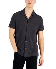 Мужская фактурная рубашка slub pique с короткими рукавами и воротником-стойкой, созданная для macy&apos;s Alfani, мульти