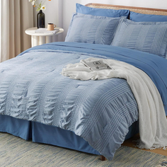 Комплект двуспального постельного белья Bedsure Twin, 6 предметов, синий