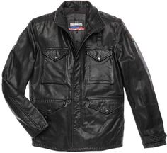 Мотоциклетная кожаная куртка Blauer USA Michigan с коротким воротником, черный
