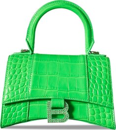 Сумка Balenciaga XS Hourglass Top Handle Bag Fluo Green, зеленый