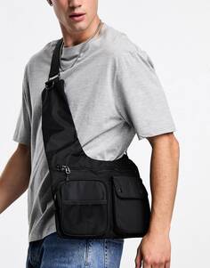 Черная универсальная сумка через плечо с карманами ASOS DESIGN