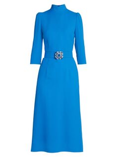 Платье из крепа с поясом ANDREW GN, синий
